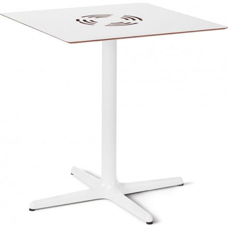 Table carrée 70x70 Toledo Aire Resol bois métal ivoire (1/4)