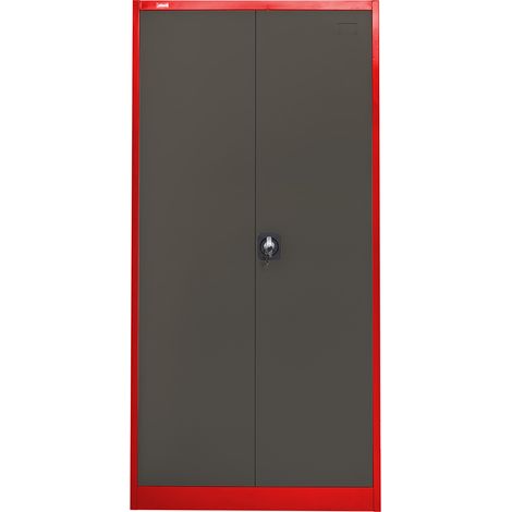 Aktenschrank Omsk rot-dunkelgrau mit Garderobe (1/2)