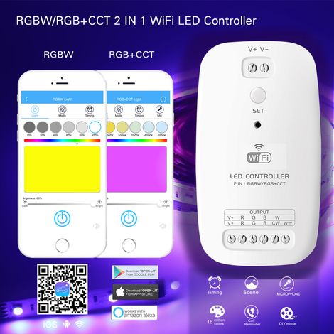 LED controller, Wi-Fi controller, RGBW controller, dual-function RGB+CCT controller