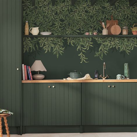 Papier peint panoramique William Morris Willow Bough Deep Green 400 x 250cm Vert