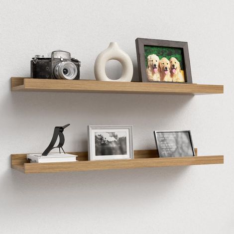 Étagères flottantes en chêne pour mur Lot de 2, Étagères flottantes en bois de 60 CM Modernes pour affichage de photos, décor mural, pour décoration de pièce, salon, chambre, salle de (1/5)