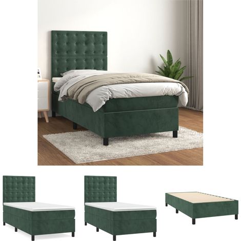 The Living Store Boxspringbett mit Matratze Dunkelgrün 80x200 cm Samt - Betten & Bettgestelle (1/5)