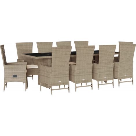 Maison Exclusive - 11-tlg. Garten-Essgruppe mit Kissen Beige Poly (1/5)