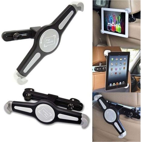 Support Universel Pour Tete De Voiture - Pour Tablette 7 À 11 Pouces - Rotation 360° - Crochets Réglables - ABS Dur - Noir Ou Gris - 1 Pièce