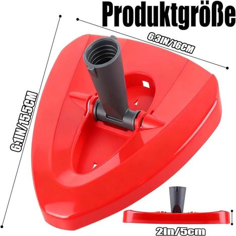 1 pièce rouge Tête de rechange compatible avec le balai rotatif Vileda Turbo EasyWring 2-en-1, accessoire pour balai rotatif triangulaire (1/5)