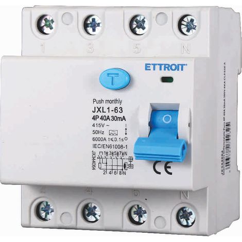 ETTROIT JX344064 Interruttore Differenziale Puro 4P 40A 30mA 380V-6KA CLASSE A (1/3)