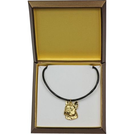 Französische Bulldogge II – Hundehalskette in Geschenkbox, vergoldeter Anhänger für Hundeliebhaber, beeindruckendes Schmuckstück von Art-Dog (1/5)