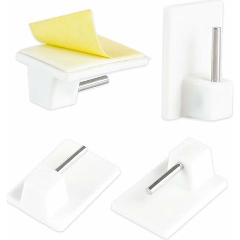 Lot de 20 Crochets Adhésifs pour Tringle à Rideaux - 2.8 x 1.9 x 1.1 cm - Blanc (1/5)