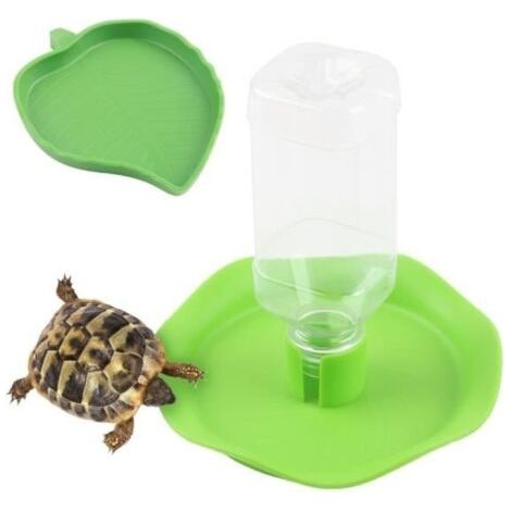Lot de 2 Bols Abreuvoir Tortue, mangeoire automatisée + Bol de Nourriture, Bol d'eau pour Reptiles pour Tortues, LéZards,Hamsters (1/4)