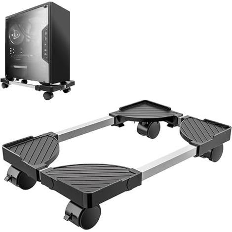 Support Tour PC sous Bureau: Support d'unité Centrale Mobile - PC Support CPU RéGlable de Grande Taille, Chariot Ordinateur avec roulettes (1/5)