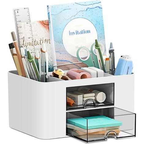 Bureau organisateur 7 Fächer Plastik Büro organisateur, Multifunktionaler Stiftehalter bureau avec Schublade, table (1/5)