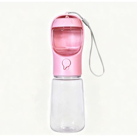 Fontaine d'eau portable pour animaux - Gourde chien et chat 550 ml - 180 g - Boisson en plein air - Abreuvoir -Rose (1/5)