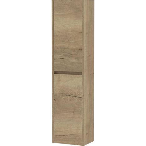 Havana Wall Hung 2-Door Tall Storage Unit 350mm Wide - Autumn Oak (1/5)