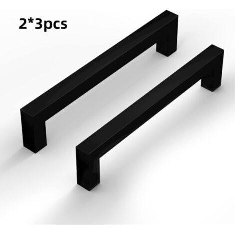 Juego de 6 tiradores de aluminio negro para armarios de cocina (105 x 8 x 29 mm), tiradores para cajones de muebles de cocina, distancia entre centros de 96 mm (1/5)