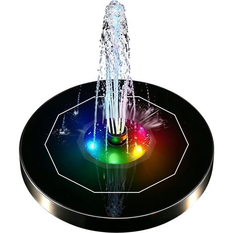 Fontaine Solaire Bain d'oiseaux Flottante Circulaire avec 6 Buses et Fontaine Solaire Flottante pour Bain d'Oiseaux pour Bain d'Oiseaux Jardin Extérieur Piscine Terrasse Étang (1/5)