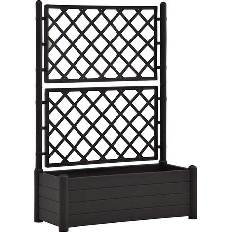 INLIFE Jardinière avec treillis 100x43x142 cm PP Anthracite (1/5)