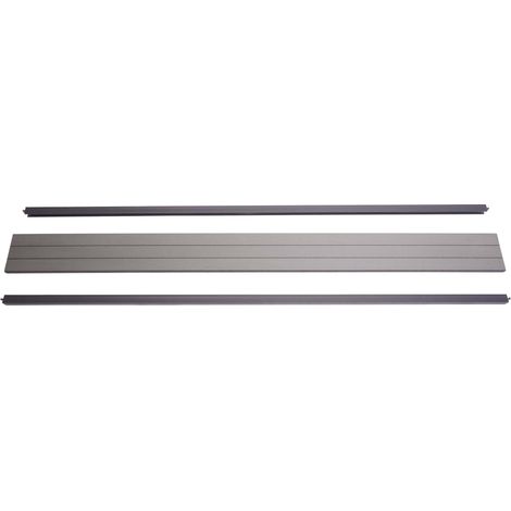Abschluss-Set für WPC-Sichtschutz Savoie, Abschlussprofil Windschutz, Alu-Pfosten 180cm, grau