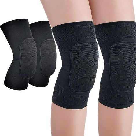 1 paire de genouillères de danse, genouillères douces anti-collision, en éponge épaisse douce, en tissu respirant, pour danse, football, jogging, noir (M) (1/5)
