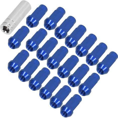 Écrous de roue M14x1.5 filetage, 20 pièces, hauteur 2 pouces, aluminium 7075-T6, anti-vol à trou traversant, bleu (1/5)