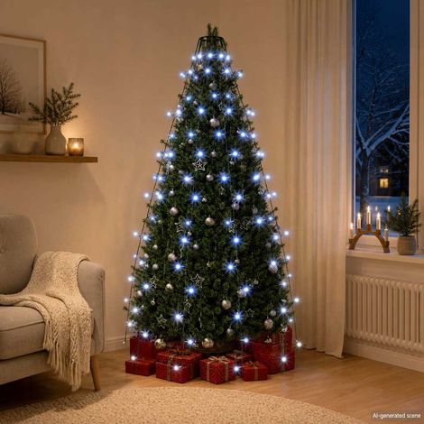 328866 vidaXL Christmas Tree Net Lights with 150 LEDs Blue 150 cm (1/5)