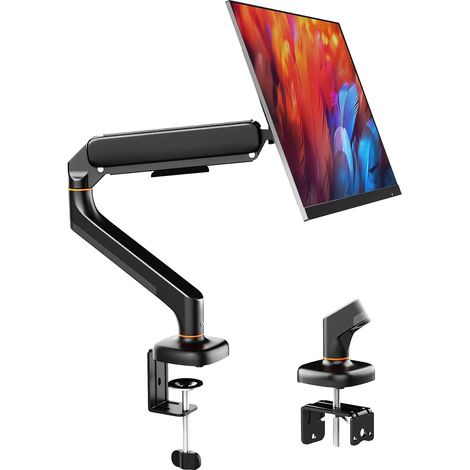 Bras Écran PC pour Moniteur 13-32 Pouces, Support Écran Ergonomique à Ressort à Gaz, Réglable en Hauteur, Inclinable, Pivotant, Rotatif avec Gestion des Câbles, VESA 75/100mm, MA001 -Noir (1/5)