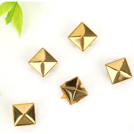 400 Rivets Cloutés Carrés 4-7mm pour Travail du Cuir - Accessoires Sacs, Chaussures, Ceintures, Doré 5mm
