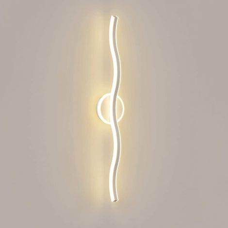 Applique murale créative à vague linéaire, applique murale à longue bande en métal avec abat-jour en acrylique blanc, luminaire mural moderne à LED 3000K à lumière chaude, appliques murales de chevet (1/5)