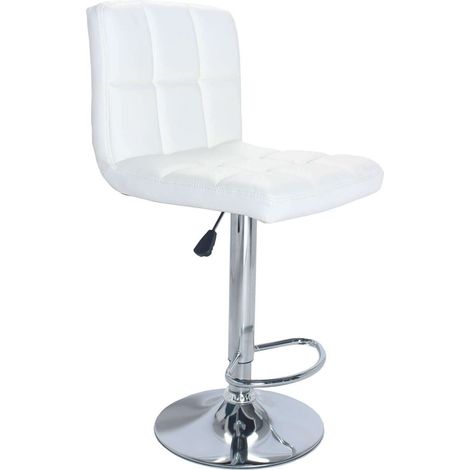 Sgabello da interno bar regolabile in altezza con struttura in acciaio e seduta in ecopelle Twenty -  White