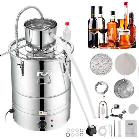 VEVOR Wasser Alkohol Destillierer 30 L Distillieranlage 1800 W Edelstahl Schnapsbrennen Destilliergerät Komplettes Set Enthalten, Ende Produkte Obstweinen, Whisky, Schnaps, Champagner, Wodka usw.