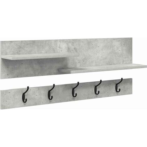 Porte-manteau mural avec étagère Gris béton 90 x 15 x 36 cm