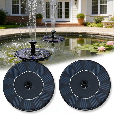 Lot de 2 fontaines solaires d'extérieur : pompe de bassin solaire à 8 effets, pompe à eau solaire polyvalente, fontaine flottante, idéale pour le jardin, l'étang ou le bassin à poissons, pour les (1/5)