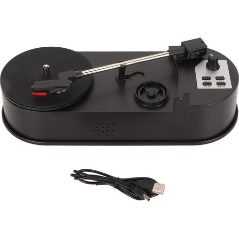 Platine vinyle portable avec conversion USB vers MP3, lecteur vintage 33/45 tours, slot pour carte mémoire et sortie audio 3.5mm (1/5)
