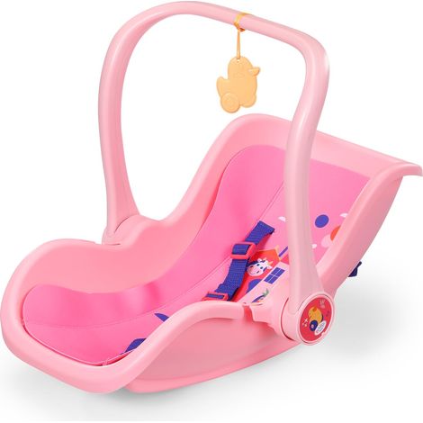 BABY born Seggiolino rosa per bambole con maniglia per il trasporto, cintura di sicurezza e ciondolo