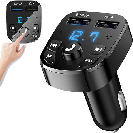 transmetteur Fm Bluetooth,kit Main Libre Voiture Bluetooth Chargeur Rapide Allume Cigare Avec Dual Usb Ports,lecteur Mp3 Adaptateur Radio Sans Fil (1/5)