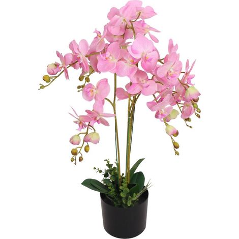 Pianta di orchidea artificiale con vaso 75 cm rosa DEC021907