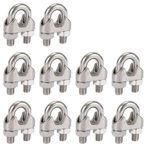 Pack of 10 5mm 304 Stainless Steel Cable Ties with Duplex Clips for Clothesline, Awning and Fixing (1/5)