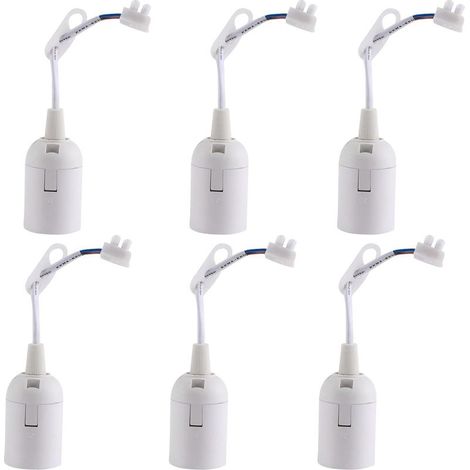 6 Pcs Douille Ampoule Plafond E27 à Visser de Chantier, Base Plafonnier Culot E27, Support de Lampe Plafonnier a Encastrer, pour Ampoules à Incandescence, Lampes Halogènes(Blanc) (1/5)