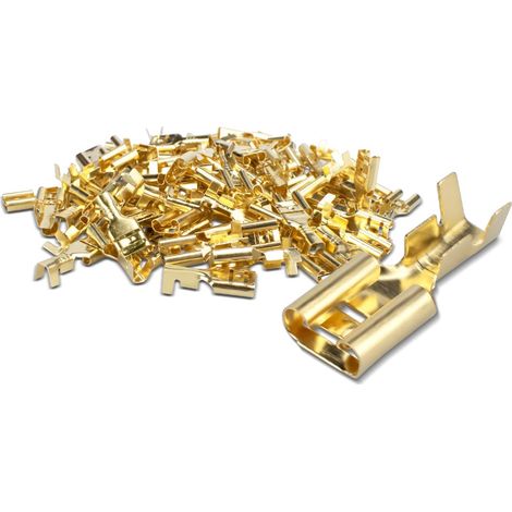 100 Pcs Brass Non-Insulated Crimp Terminals, Connector Width 0.5cm for 1mm² to 1.5mm² cable. (1/5)