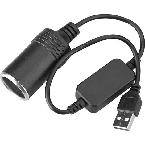 Cable convertidor de USB-A macho a 12 V hembra para encendedor de cigarrillos, ideal para cámara de salpicadero, cámara de coche con GPS y grabadora de conducción LED.