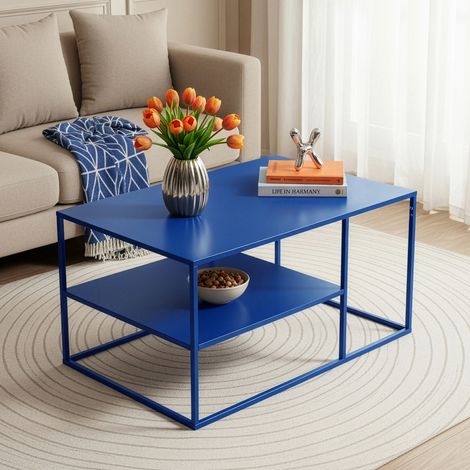 Mesa de centro Solund rectangular acero 45x90x60 cm - Azul Marino [en.casa] (1/5)