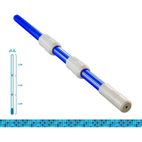 Perche Télescopique ø41mm Manche En 3 Parties De 1,20m Longueur Totale: 3,6m (pliée 1,3m) Avec Tube Aluminium Edm 0,30mm (1/3)