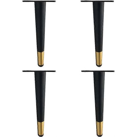 Verstellbare Schrankbeine, 4 Stück, Möbelfüße, Metall-Tischbeine, Stützfüße, Schrankbeine, Möbelersatzbeine, Schwarz-Gold (Schräg – 30 cm, 11,8 Zoll – Gerader Kegel)