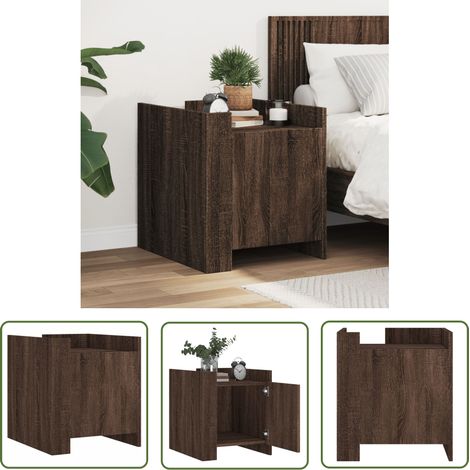 The Living Store Nachttisch Braun Eichen-Optik 45x50x50 cm Holzwerkstoff - Nachttisch - Beistelltisch - Wohnzimmerschreibtisch - Eiche Optik - Massivholzmöbel (1/5)