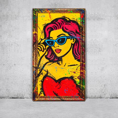 Gemälde Miss WOW Rahmen Gold 140x70 cm (1/5)