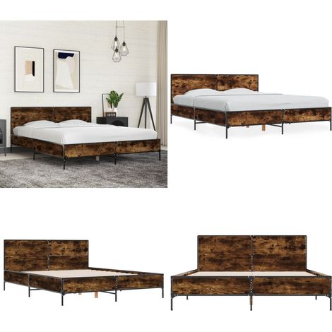 Cadre de lit sans matelas chêne fumé 150x200 cm - Cadre De Lit - Lit Double - Lit En Bois - Lit Design - Literie - Home & Living (1/5)