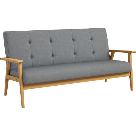 3-Sitzer-Sofa 154,5 cm, graues skandinavisches Sofa mit gesteppter Rückenlehne, gepolsterter Sitzfläche, bequemen Armlehnen, gemütliches Wohnzimmer.