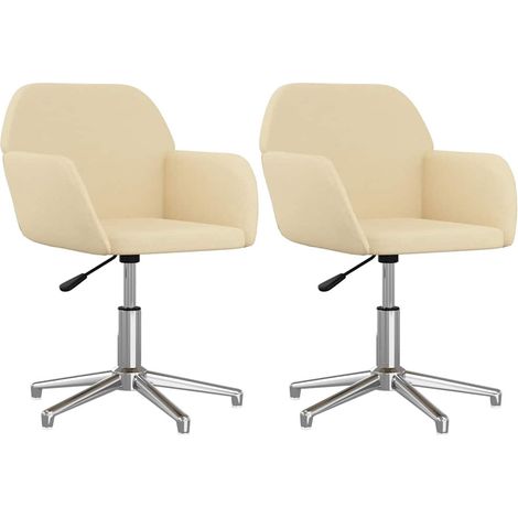 Maison Exclusive - Esszimmerstühle 2 Stk. Drehbar Creme Stoff (1/5)