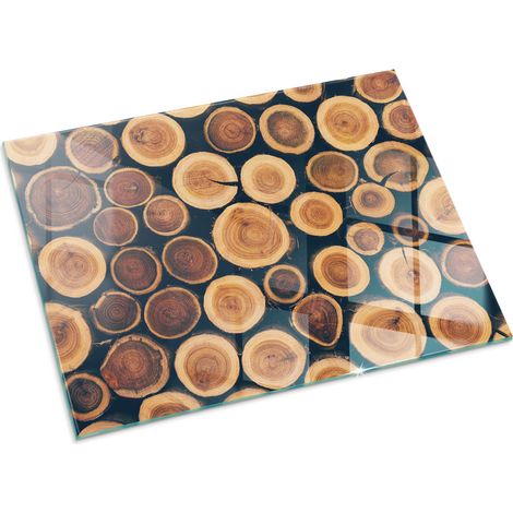 Plaque Rectangulaire de Verre pour Cheminée Revêtement de Sol Plancher de Pare-feu Protection Contre Etincelles Boîte en bois découpé 80x60 cm (1/5)