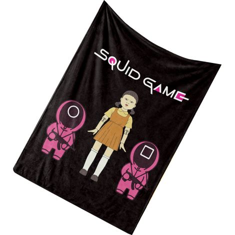 Couverture personnalisée Squid Game 120x150 cm, plaide douce motif série, jeté de canapé ou lit, cadeau fan (1/3)