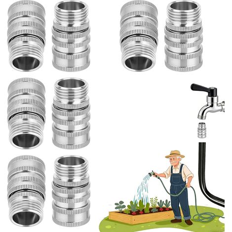 Lot de 8 kits de raccords rapides pour tuyau d'arrosage en acier inoxydable de 1,9 cm, connecteurs rapides, adaptateurs de tuyaux robustes pour robinets de jardin, pulvérisateurs (1/5)